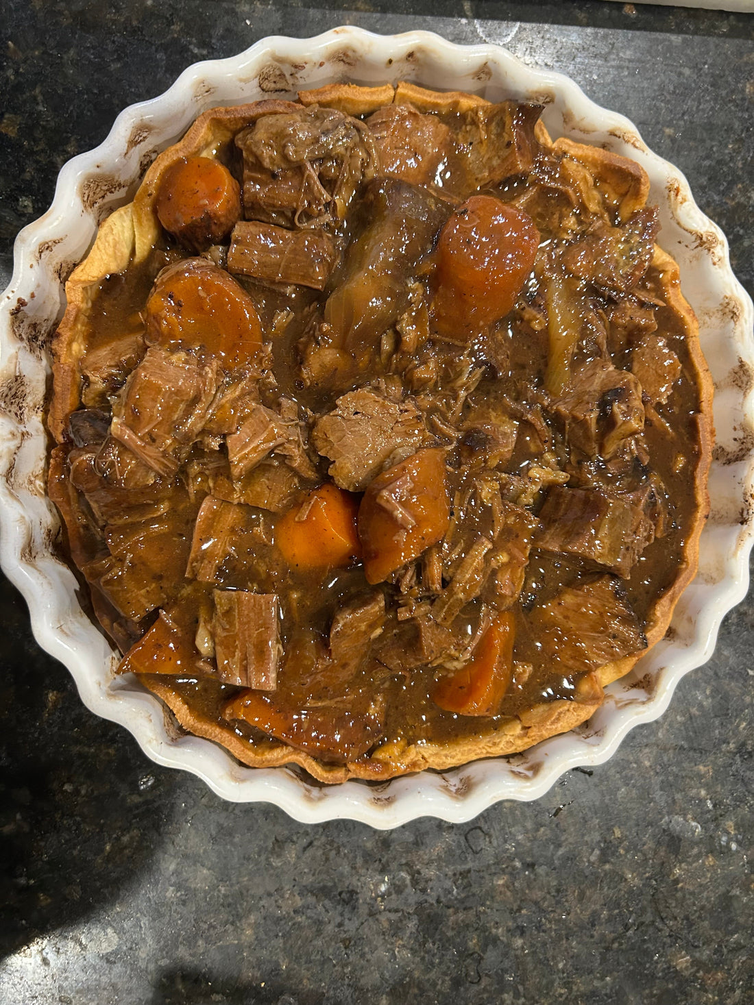 Fork tender brisket and mushroom pie
